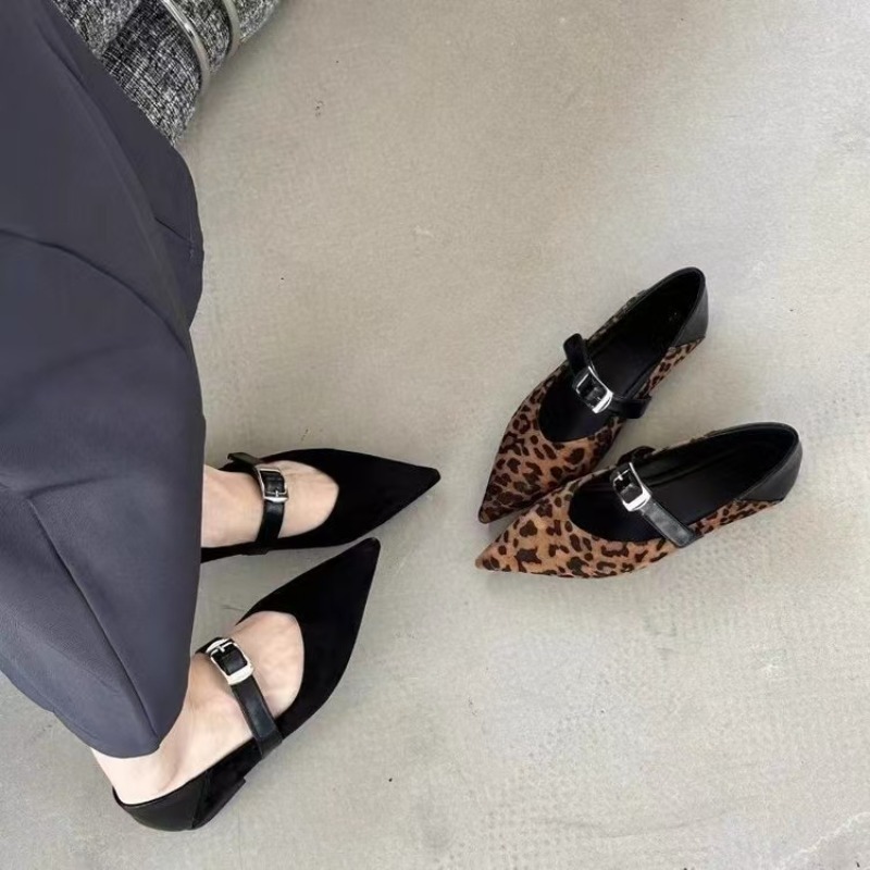 Leopard Print Heels - Women Pointed Toe Flats, Leopard Print