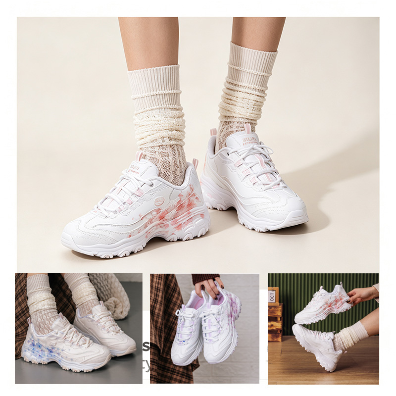 Women Shoes Skechers - Skechers Women Panda Platform Sneakers Breathable