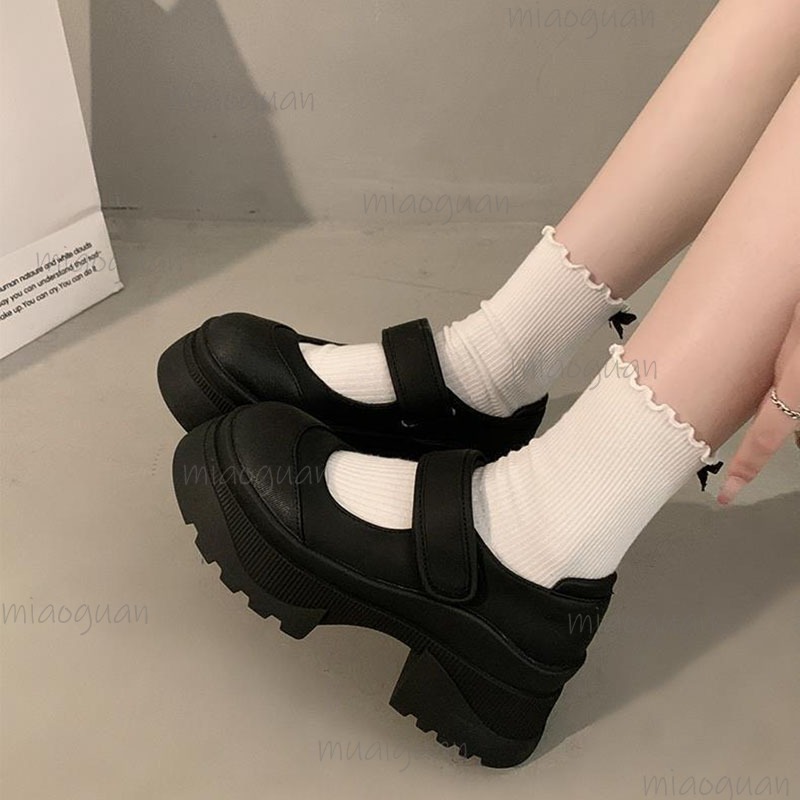Black Retro Heightening Thick  - Women'S Shoes Loafers Black ulasan dan harga