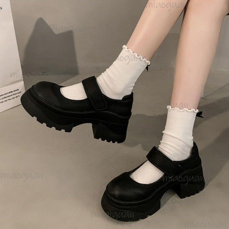 Black Retro Heightening Thick  - Women'S Shoes Loafers Black ulasan dan harga