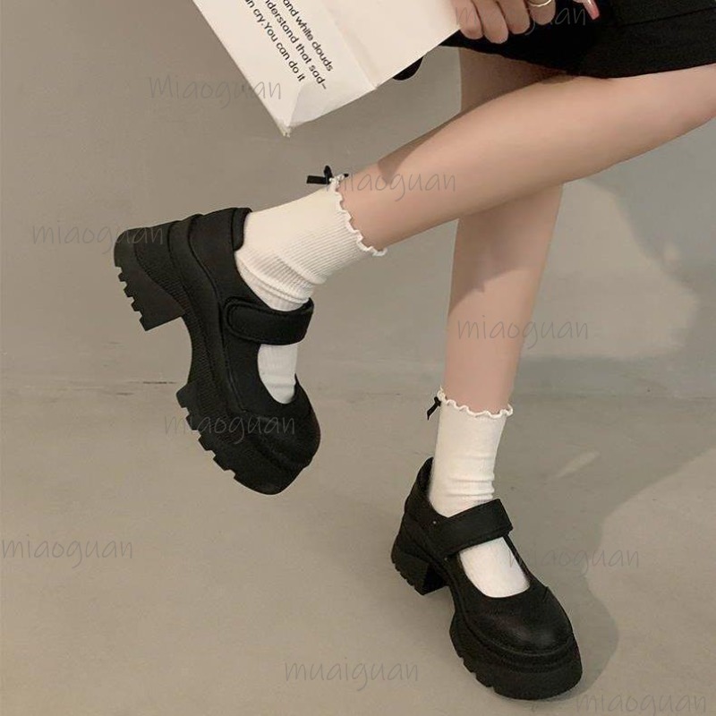 Black Retro Heightening Thick  - Women'S Shoes Loafers Black ulasan dan harga
