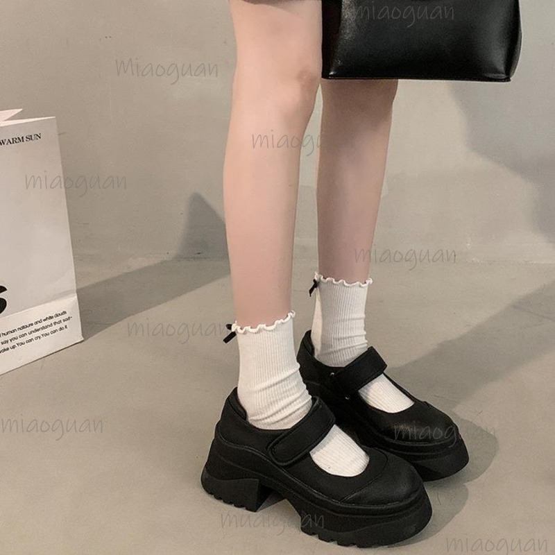 Black Retro Heightening Thick  - Women'S Shoes Loafers Black ulasan dan harga