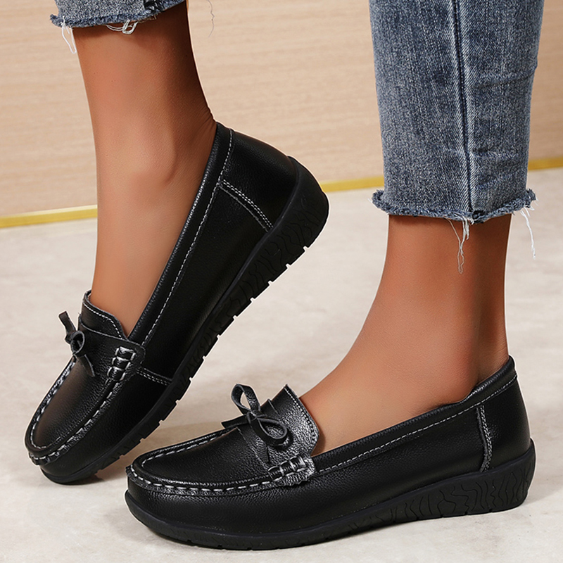 Genuine Leather Women Flats Fa - Women'S Shoes Loafers Black ulasan dan harga