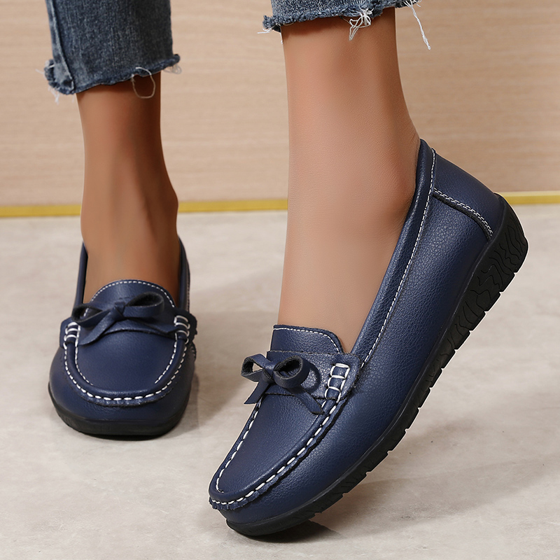 Genuine Leather Women Flats Fa - Women'S Shoes Loafers Black ulasan dan harga