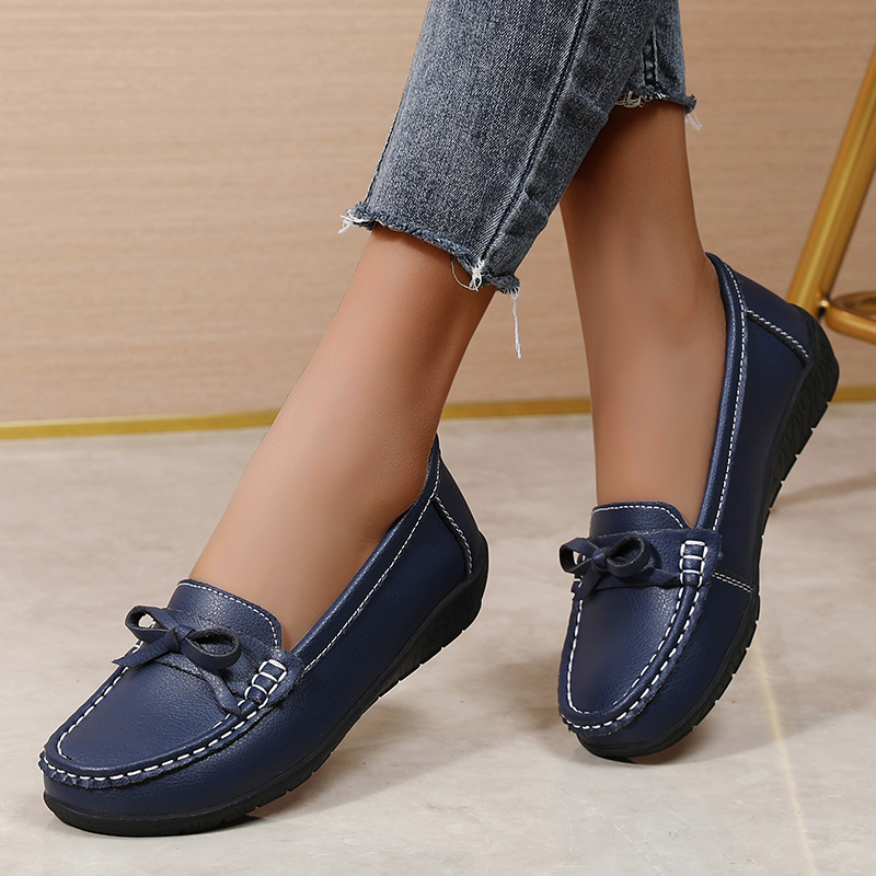 Genuine Leather Women Flats Fa - Women'S Shoes Loafers Black ulasan dan harga