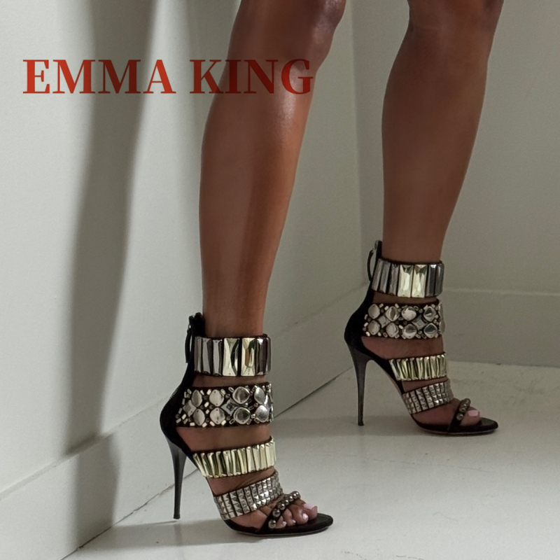 Black Embellished Ankle Strap  - Women Shoes Black ulasan dan harga