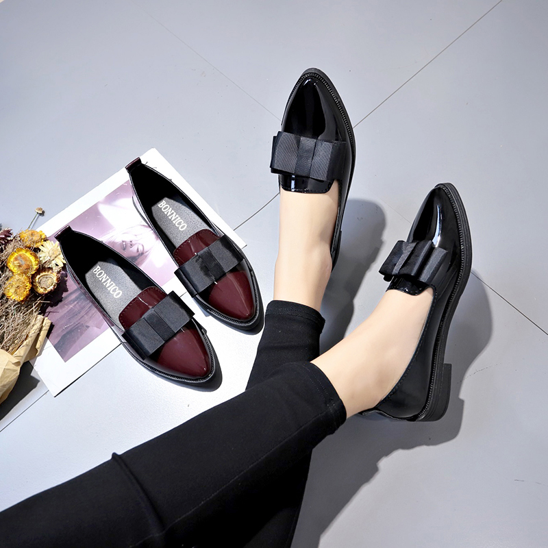 Black/ Wine Red Patent Leather - Women Shoes Black ulasan dan harga