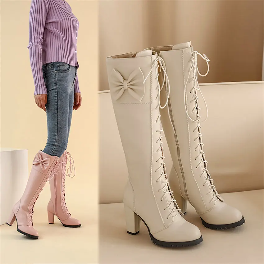 Sweet Bowtie Lolita Knee-high  - Zip Up Boots Short ulasan dan harga