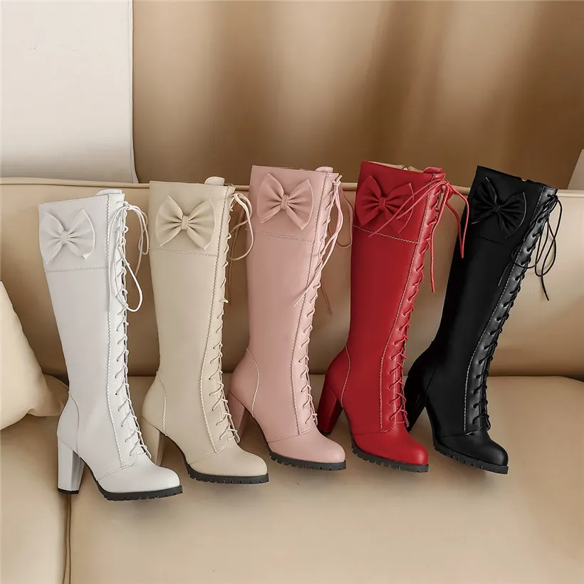 Sweet Bowtie Lolita Knee-high  - Zip Up Boots Short ulasan dan harga