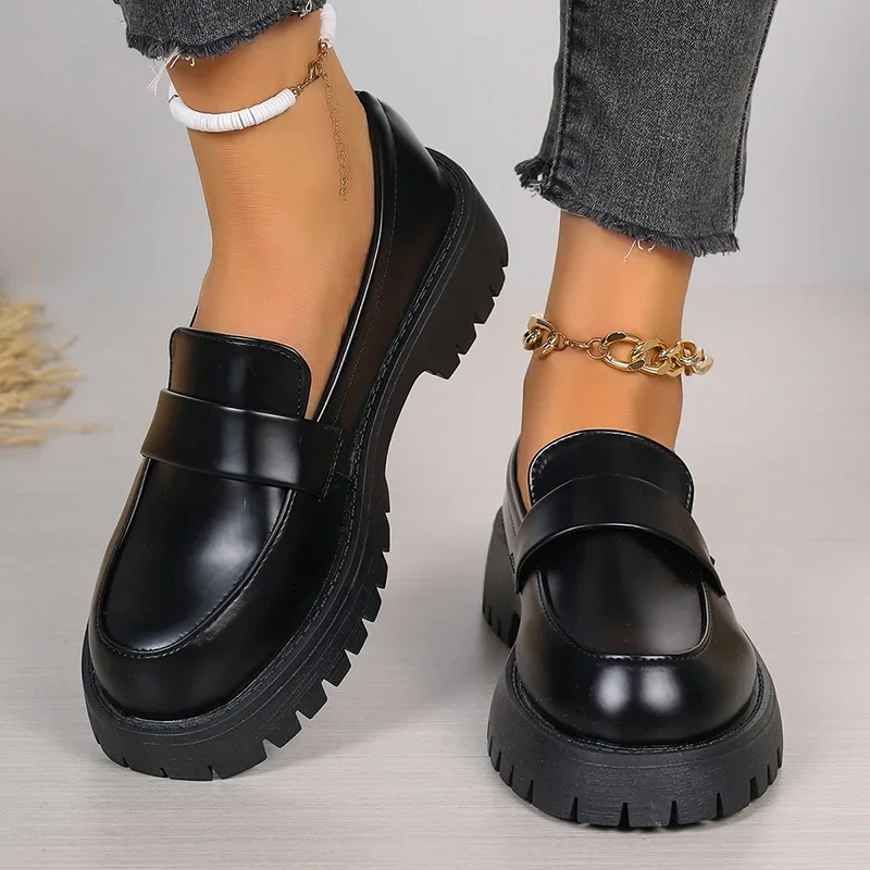 British Style Black Platform L - Women'S Shoes Loafers Black ulasan dan harga