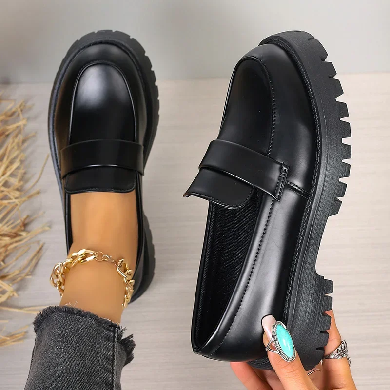 British Style Black Platform L - Women'S Shoes Loafers Black ulasan dan harga