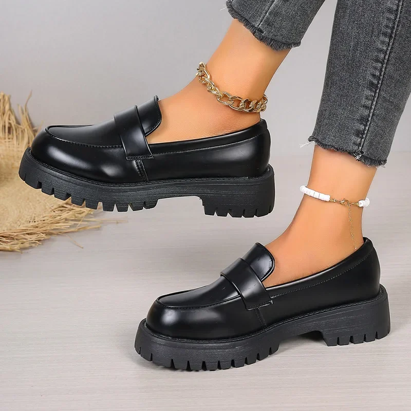 British Style Black Platform L - Women'S Shoes Loafers Black ulasan dan harga