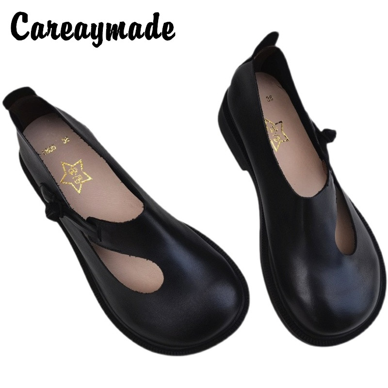 Careaymade-Genuine Leather Big - Women Shoes Black ulasan dan harga