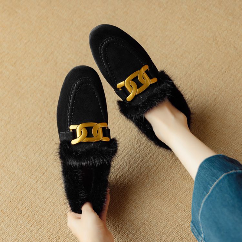 NEW Winter Women Pumps Sheep S - Women'S Shoes Loafers Black ulasan dan harga