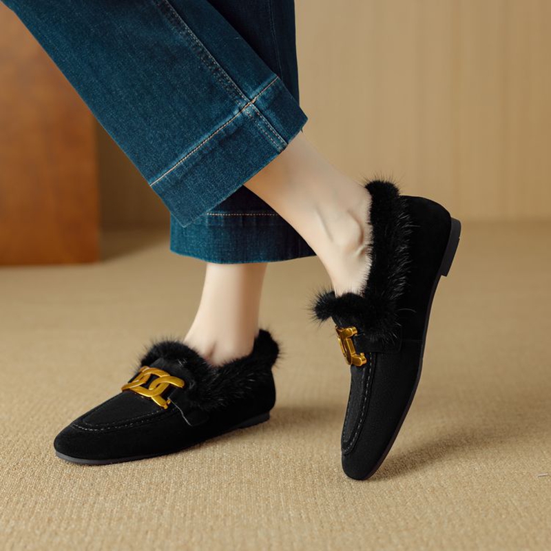 NEW Winter Women Pumps Sheep S - Women'S Shoes Loafers Black ulasan dan harga
