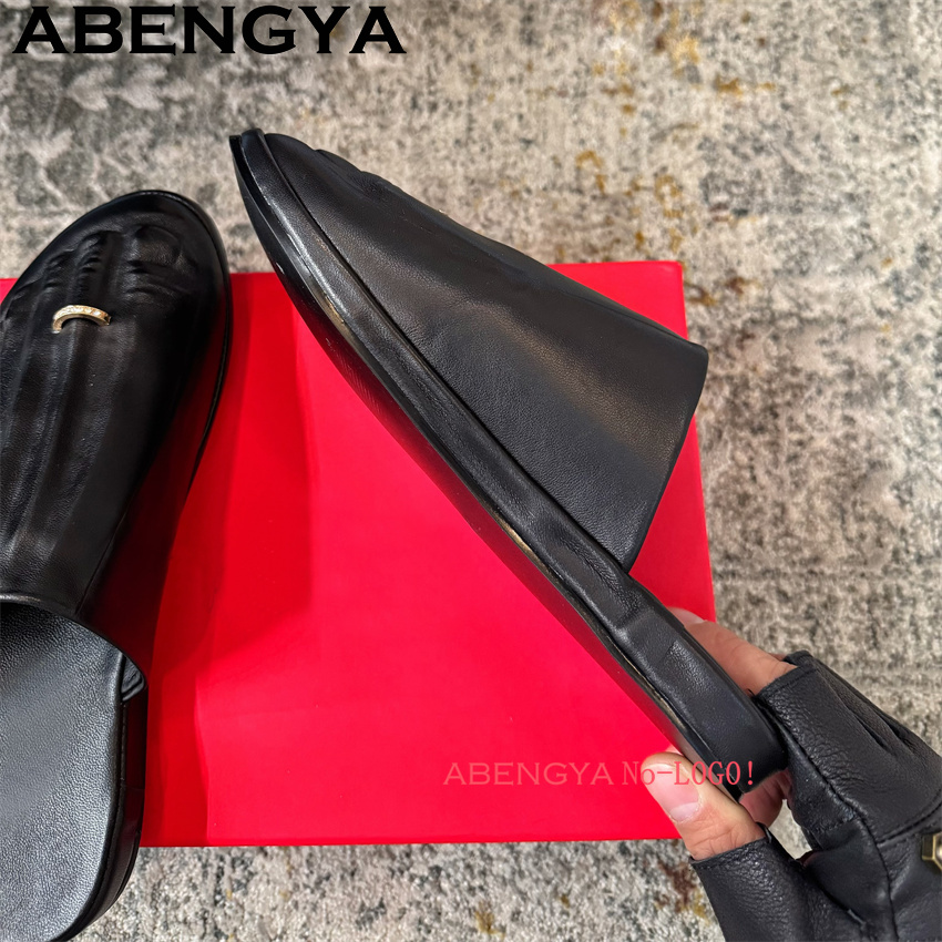 Black Real Leather Wrap Toe lo - Women'S Shoes Loafers Black ulasan dan harga