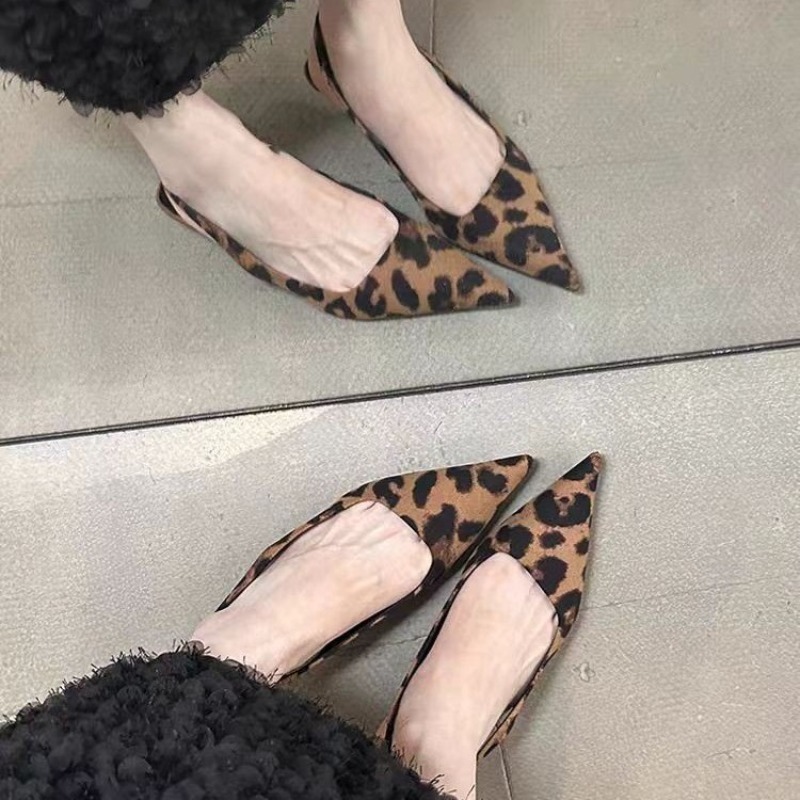 Spring Summer Slip on Women Sa - Leopard Print Heels ulasan dan harga