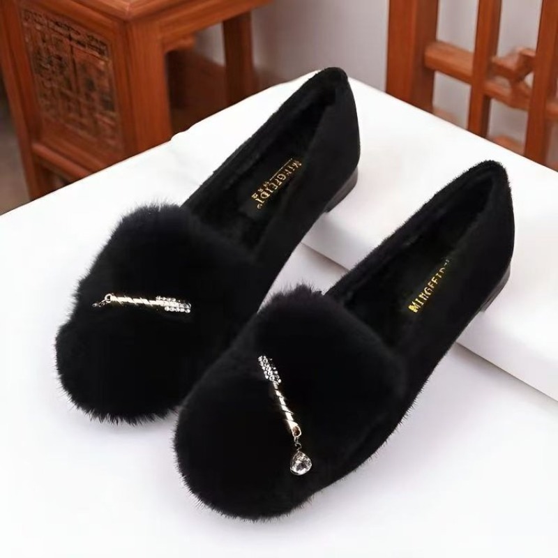 Black Furry Loafers Women Plus - Women'S Shoes Loafers Black ulasan dan harga